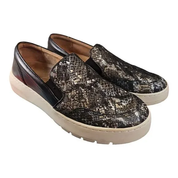 Vionic Dinora Boa Black Snake Print Leather Slip On Sneaker Size 8 - Picture 1 of 8